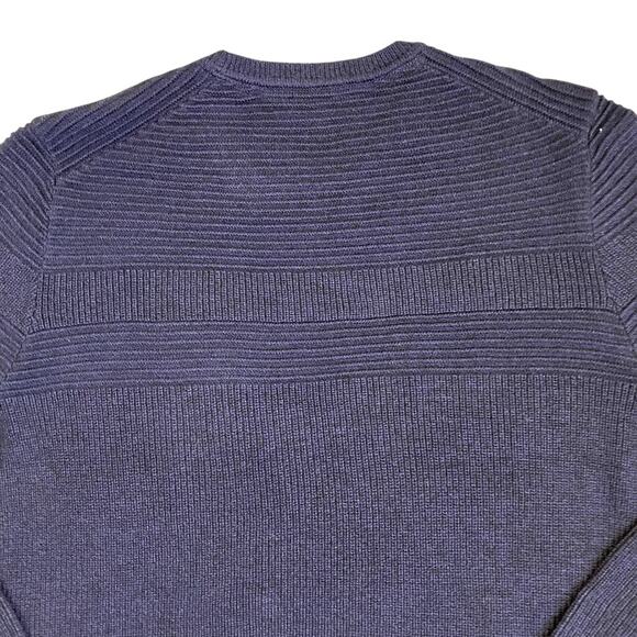 Ted Baker Sz 4 / Large Rossi Textured Knitted Crewneck Sweater Heathered Navy - Picture 12 of 16